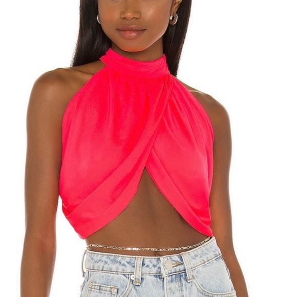 Tops - 🔥SEXY🔥NWOT Neon Hot Pink Superdown Open Back Crop Top Sz M Medium